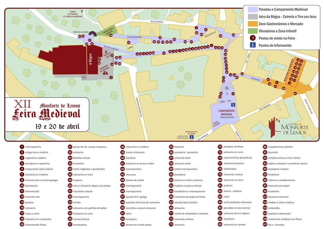 Mapa de las calles que albergarán la XII edición de la Feria Medieval